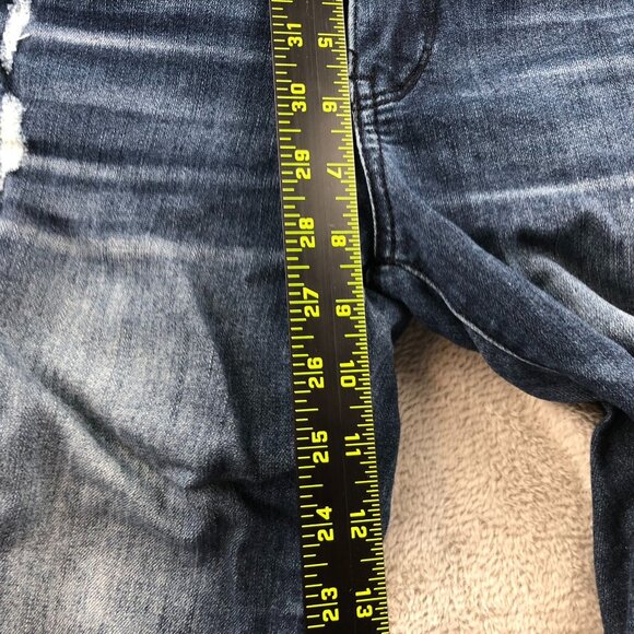 Democracy Womens Jeans Size 2 Distressed Skinny Leg Blue Denim Stretch Ankle - Picture 7 of 16